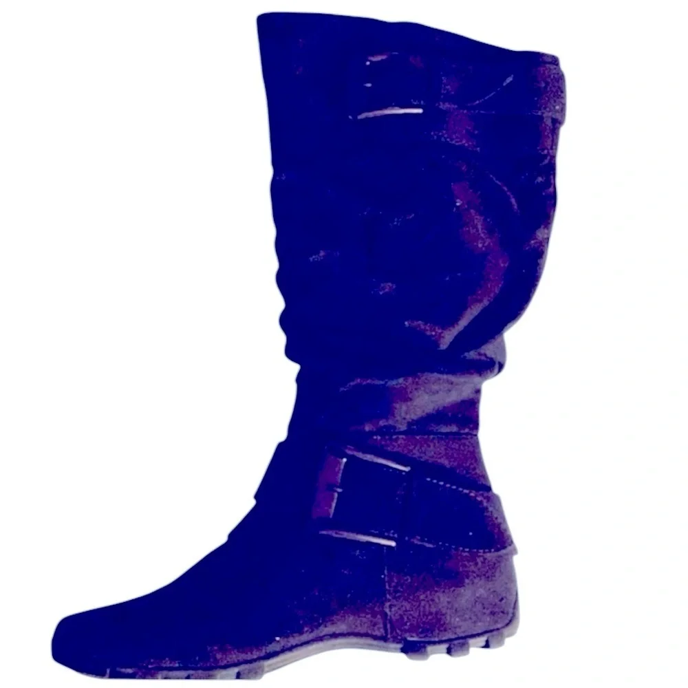 UNR8ED Skarlette Slouch Boots, NWOT,Riding, Faux Suede, Full Zip,Sz 7.5, Neutral